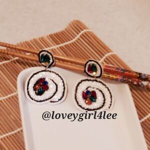 NEW SUSHI ROLL SEED / RICE BEAD DANGLE EARRINGS